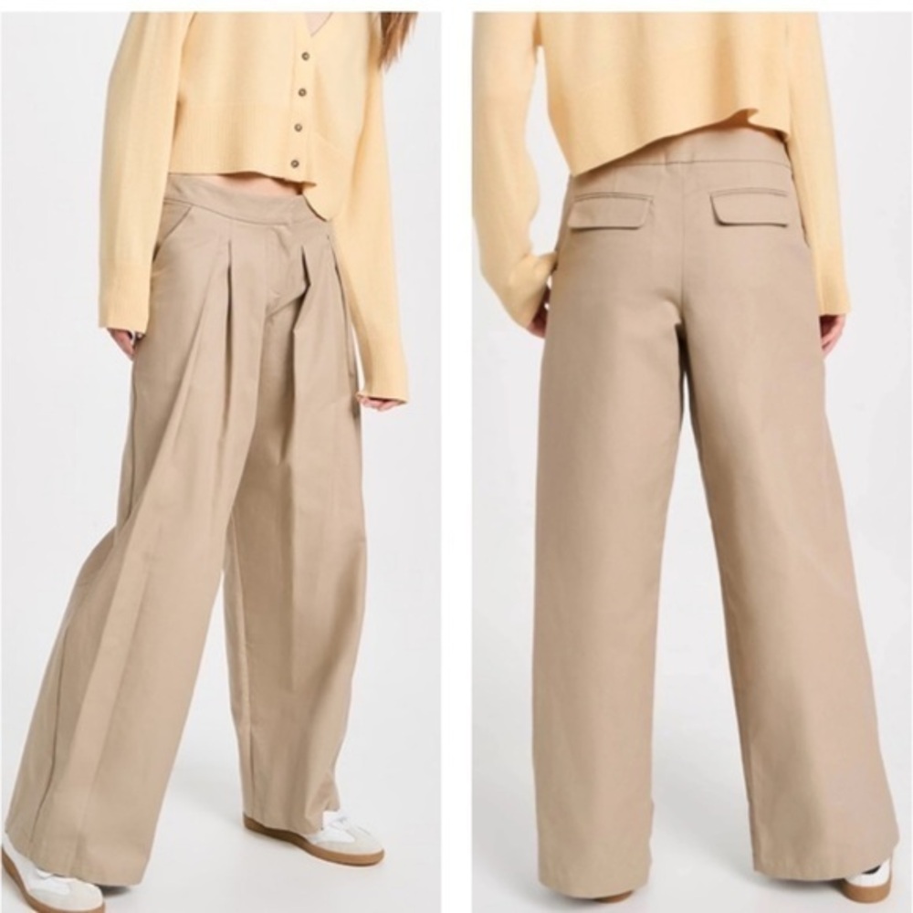 LE KASHA NWT Medium Pleated Front‎ Rum Pants Beige Khaki Cotton Twill